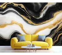 YXQAIED Papel pintado de mármol para decoración del hogar y mural, papel tapiz de mármol negro, blanco y dorado para sala de estar, papel de pared de lujo nórdico para dormitorio, no autoadhesivo