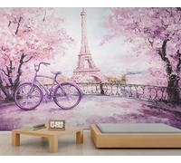 YXQAIED Papel pintado de París, papel pintado de la Torre Eiffel para sala de estar, papel pintado de paisaje francés, 390 x 260 cm, murales de pared 3D para decoración del hogar y dormitorio (no se