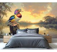 YXQAIED Papel pintado de pato, papel pintado de animales para dormitorio, murales de pared 3D de patos salvajes para sala de estar, decoración del hogar y papel tapiz no autoadhesivo