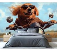 YXQAIED Papel pintado de perro, lindo papel pintado de cachorro para sala de estar y decoración del hogar, papel pintado Golden Retriever para dormitorio, mural de pared con impresión 3D (no se pela