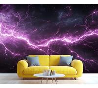 YXQAIED Papel pintado de rayo, papel tapiz morado para sala de estar, papel de pared de dormitorio con relámpagos morados, no autoadhesivo, mármol 3D, mural grande y póster de decoración del hogar