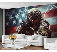 YXQAIED Papel pintado de relámpago, papel tapiz de soldados con banderas para dormitorio, desastres naturales, sala de estar, papeles pintados, murales fotográficos 3D para decoración de cocina, 366 x