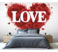 YXQAIED Papel pintado de rosa roja para dormitorio, murales de pared 3D con patrón de corazón, póster de amor, papel pintado fotográfico para sala de estar, comedor, decoración del hogar (no se pela