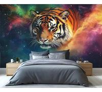 YXQAIED Papel pintado de tigre, papel de pared de dormitorio de animales, papel tapiz de cielo estrellado no autoadhesivo para sala de estar, mural grande 3D de galaxia cósmica y póster de decoración