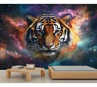 YXQAIED Papel pintado de tigre, papel pintado de animales salvajes, papel tapiz de cielo estrellado no autoadhesivo para sala de estar, foto de galaxia cósmica 3D y decoración de habitación, 400 x 280