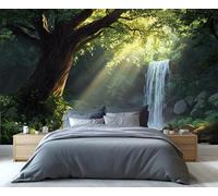 YXQAIED Papel pintado - Decoración del hogar y mural de cascada, papel tapiz de dormitorio de bosque verde, papel pintado de paisaje natural para sala de estar, no autoadhesivo, murales grandes