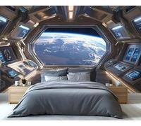 YXQAIED Papel pintado - Decoración del hogar y mural de la estación espacial, papel tapiz de habitación de cápsula espacial, papeles pintados de cabina interestelar para sala de estar, murales de