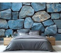 YXQAIED Papel pintado: decoración del hogar y mural de ladrillo, papel pintado azul vintage para dormitorio, papel pintado de ladrillos antiguos para sala de estar, murales de pared grandes no