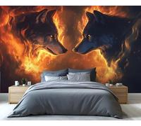 YXQAIED Papel pintado - Decoración del hogar y mural de lobo, papel pintado de animales salvajes para dormitorio, papel pintado de lobo de llama para sala de estar, murales de pared grandes no