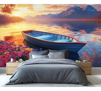 YXQAIED Papel pintado, decoración del hogar y mural de paisaje natural, papel pintado para dormitorio de bosques y montañas, papel pintado de barcos de pesca rurales para sala de estar, murales