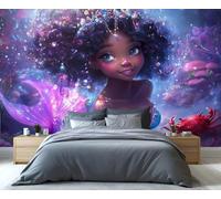YXQAIED Papel pintado: decoración y mural de sirena, papel pintado para dormitorio de niña negra, papeles pintados de mujeres africanas para sala de estar, murales de pared grandes no autoadhesivos
