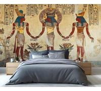 YXQAIED Papel pintado del antiguo Egipto - Mural de faraón egipcio y decoración del hogar, papel tapiz tribal para dormitorio, no autoadhesivo, murales de pared grandes para sala de estar, decoración