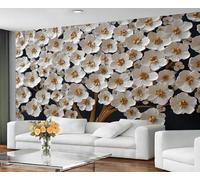 YXQAIED Papel pintado floral de flores blancas, decoración del hogar, 200 x 140 cm, papel pintado fotográfico para sala de estar, dormitorio, habitación de niños