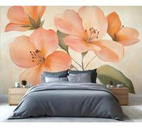 YXQAIED Papel pintado floral, flores rojas y naranjas, papel pintado mural para dormitorio, póster europeo de acuarela, papel pintado fotográfico para comedor, cocina, decoración del hogar (no se pela