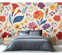 YXQAIED Papel pintado floral nórdico, papel tapiz pastoral Countrysy para dormitorio, papel pintado de flores de acuarela, papel pintado para sala de estar, mural grande 3D y póster de decoración de