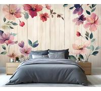 YXQAIED Papel pintado floral, papel de pared de madera de campo, papel pintado de flores de granja para sala de estar, decoración del hogar y mural grande, 400 x 280 cm