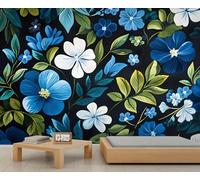 YXQAIED Papel pintado floral, papel pintado de flores rústicas para dormitorio, plantas azules y blancas, papeles pintados para sala de estar, murales de pared para decoración de apartamentos y