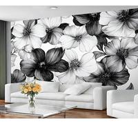 YXQAIED Papel pintado floral, papel pintado en blanco y negro para sala de estar, papel de pared retro para dormitorio, flores abstractas, murales fotográficos 3D y decoración de habitación, 350 x 256