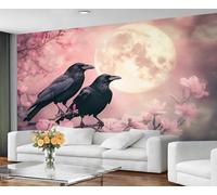 YXQAIED Papel pintado fotográfico con flores de cerezo, 200 x 140 cm, mural panorámico de cuervo, tapiz de pared con paisaje natural, papel pintado texturizado para dormitorio, sala de estar (no se