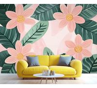 YXQAIED Papel pintado fotográfico con flores rosas, 390 x 260 cm, papel pintado de plantas campestres, mural, retro, nórdico, dormitorio, sala de estar, póster de fondo de TV