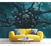 YXQAIED Papel pintado gótico, papel pintado del Día de Muertos para sala de estar, calaveras, dormitorio, papel de pared 3D de terror para decoración de apartamentos de cocina, 390 x 260 cm (no se