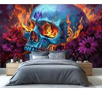 YXQAIED Papel pintado gótico, papel tapiz mexicano del Día de los Muertos para dormitorio, papel pintado floral de calavera para sala de estar, mural grande 3D y póster decorativo de cocina (no se