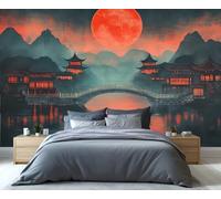 YXQAIED Papel pintado japonés, papel tapiz de puerta de santuario para dormitorio, papel pintado fotográfico de paisaje de primavera, mural grande de paisaje natural para sala de estar, 400 x 280 cm