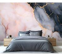 YXQAIED Papel pintado moderno de mármol, papel tapiz de empalme rosa y negro para sala de estar, papel tapiz de mármol nórdico para dormitorio, mural grande 3D y póster decorativo de cocina (no se