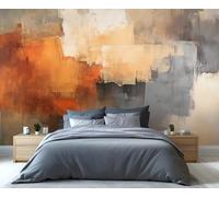 YXQAIED Papel pintado naranja quemado, papel pintado naranja retro para dormitorio, murales de pared 3D abstractos para sala de estar, decoración del hogar y papel pintado no autoadhesivo