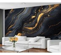 YXQAIED Papel tapiz de mármol, papel tapiz de mármol negro y dorado para sala de estar, papel pintado personalizado abstracto de lámina dorada, murales de pared 3D para dormitorio (no se pelan ni se