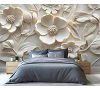 YXQAIED Papel tapiz floral de 400 x 280 cm, papel tapiz de flores en relieve para sala de estar, papel pintado fotográfico moderno nórdico, murales de pared de hojas de plantas para decoración de