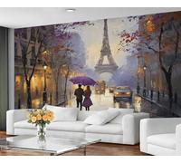 YXQAIED Paris Wallpaper - Papel pintado fotográfico de la Torre Eiffel, murales 3D de calle de la ciudad para sala de estar, dormitorio, decoración de póster, cubierta de pared, 366 x 254 cm