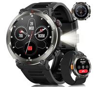 Yxtel Reloj Inteligente Hombre Militar, 1.45" Smartwatch con Llamadas Bluetooth, 960mAh, Linterna LED, Brújula, 123 Modos Deporte, Monitor Cardíaco 24h/SpO2/Sueño, IP68, 2 Correas (iOS/Android)