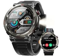 Yxtel Reloj Inteligente Hombre Militar con Linterna LED y Brújula,1.45"Smartwatch Hombre con Llamadas Bluetooth,960mAh,123 Modos Deporte, Monitor Cardíaco 24h/SpO2/Sueño, IP68,2 Correas (iOS/Android)