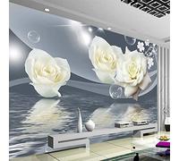 YXTSmurals Blanco Floral Creativo Papel Pintado No Tejido Fotomural Vinilo Pared, Mural De Efecto 3D Pared Pintado Papel Tapiz 3D Decoración Dormitorio Fotomural Sala Sofá Mural