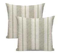 Yxuiyal Fundas de almohada boho de 45 x 45 cm, juego de 2 fundas de almohada verde salvia con rayas abstractas, fundas de almohada decorativas para exteriores, modernismo minimalista, fundas de cojín