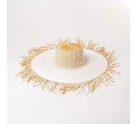 YXWYXWA 2025 New Elegant Multicolored Woven Big Fringed Brim Summer Hat for Women Floppy Sun Hat