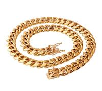 YXWYXWA 45-90CM Curb Necklace, 8-14MM Mens Necklaces, Gold Stainless Steel Chains for Wedding