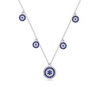 YXWYXWA 925 Sterling Silver Evil Eye Moon for Women Fancy Blue Store Link Chain Cabecillo Collar Joyería
