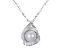 YXWYXWA 925 Sterling Silver Necklace for Women, Pendant Necklace Chain Shell and Pearl Jewelry White/Gray
