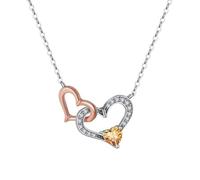 YXWYXWA 925 Sterling Silver Necklace, Pendant Necklaces for Women Trendy Double Hearts Jewelry with Box
