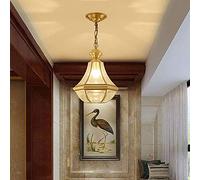 YXWYXWA All-Brass Single-Head Nordic Porch Farmhouse Country Style E27 Vintage Ceiling Light Transparent Glass Brass Single Head American Hanging Ceiling Light Interesting