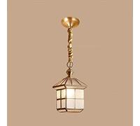 YXWYXWA American Style Rural Full Copper Small Single Head Glass Bedroom Lamp Dining Room Lamp Lantern Villa Garden Droplight Gold Hanging Lamp Adjustable Interesting