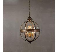 YXWYXWA American Vintage s E14 Retro Lamp Transparent Globe Glass Metal Ceiling Light Painting Living Dinning Room Cafe Loft Pendant Light Rustic Metal Pendant Light Interesting