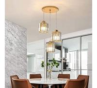 YXWYXWA and Three Round Crystal Adjustable Height E27 Sockets Pendant Lighting Personality Bar Restaurant Living Room Metal Crystal Ceiling Lamp Interesting