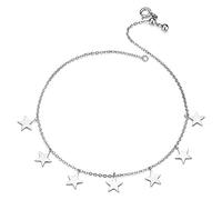 YXWYXWA anklets Ankle Bracelets Bright Stars Chain Silver Anklets for Women Sterling Silver 925 Fashion Leg Jewelry Bracelet for Foot