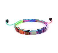 YXWYXWA Bracelet Beaded Bracelets,Braided Bracelets Natural Colorful Rectangle Stone Beads Bangles Colorful Adjustable Crystal Bracelet Reiki Crystal Jewelry for Men Women