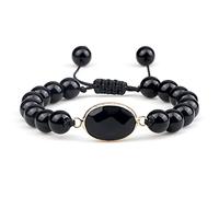 YXWYXWA Bracelet Black Obsidian Stone Bracelet Natural Stone Geometric Pendant Men Beaded Bracelets for Women Yoga Bangles Wrist Jewelry Reiki Bracelets