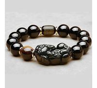 YXWYXWA Bracelet Feng Shui Gold Obsidian/Pi Yao Wealth Bracelet Tiger Eye Stone Reiki Crystal Bracelet Spiritual Chakra Bracelet Amulet Lucky Adjustable Ward Off Evil Bracelet Men Women,Style d,12mm