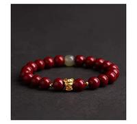 YXWYXWA Bracelet Lucky 18K Gold Plated Tiger Bracelet 999 Sterling Silver Tiger Handmade Natural Cinnabar Jade New Year Couples Gift 6/8/10mm Ward Off Evil Spirits Fortune Money Drawing Meditation
